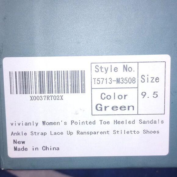 vivianly Rhinestone Lace Up Clear Heel Stilettos Size 9.5 NWT - Picture 9 of 9